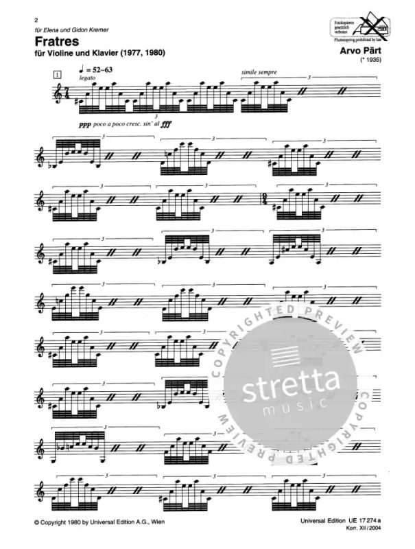 Fratres from Arvo Pärt | buy now in the Stretta sheet music shop