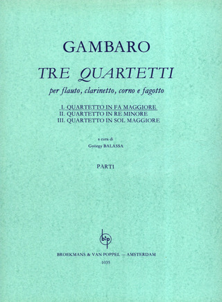Giovanni Battista Gambaro: Tre quartetti –  Quartett Nr. 1 F-Dur