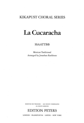 La Cucaracha, "La Cucaracha running up and down the house" Mexican Traditional