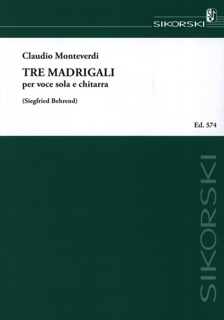 Claudio Monteverdi - 3 Madrigale für Sologesang und Gitarre