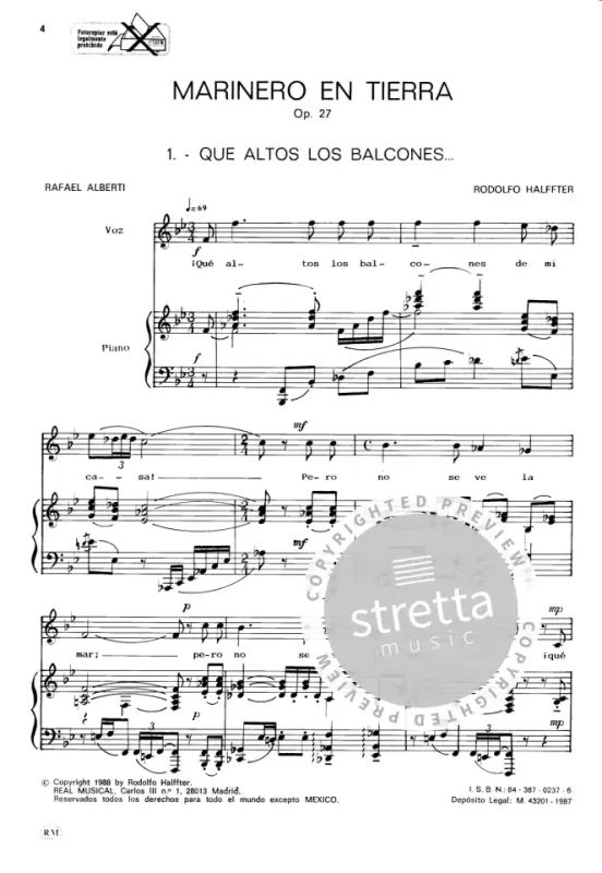 Rodolfo Halffter Escriche - Marinero en tierra op. 27