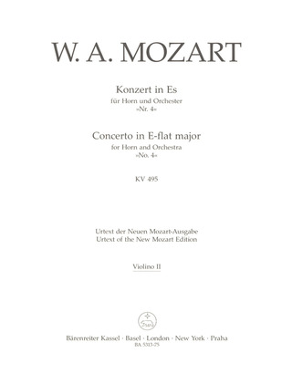 Wolfgang Amadeus Mozart: Konzert für Horn und Orchester Nr. 4 Es-Dur KV 495