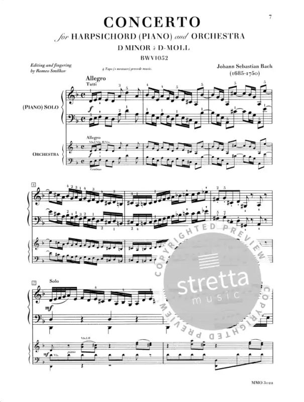 mientras solo curva Concerto in D minor BWV 1052 de Johann Sebastian Bach | comprar en Stretta  tienda de partituras online