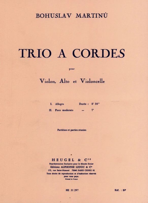 Bohuslav Martinů - Trio à cordes n°2 H238