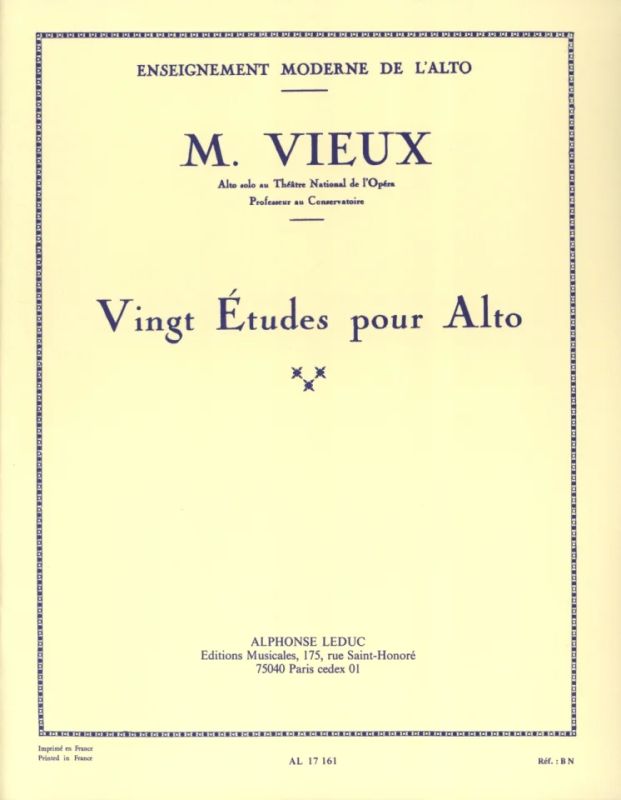 Maurice Vieux: 20 Studies for Viola