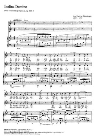 Josef Rheinberger - Inclina Domine (Neige, o Ewiger) F-Dur op. 118, 4 (1880)