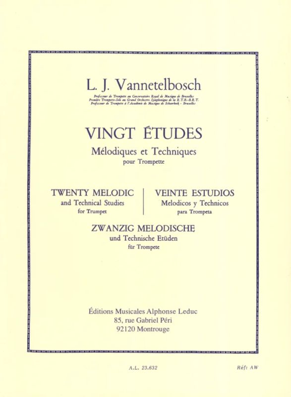 Louis Julien Vannetelbosch - 20 Etudes Mélodiques et Techniques