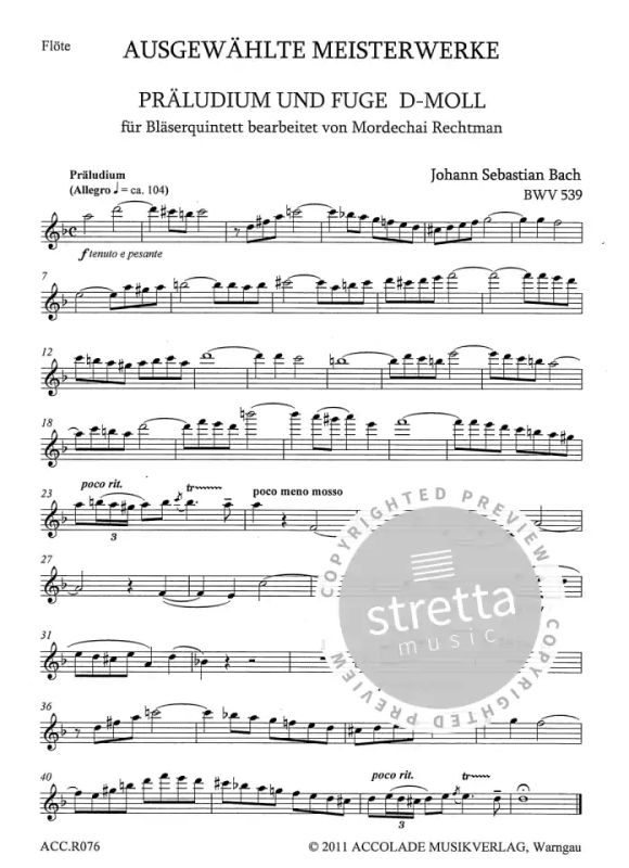 Johann Sebastian Bach: Ausgewählte Meisterwerke für Bläserquintett (3)