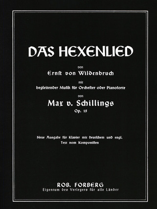 Schillings Max Von: Hexenlied Op 15