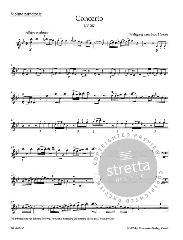Wolfgang Amadeus Mozart - Konzert für Violine und Orchester Nr. 1 B-Dur KV 207 (3)