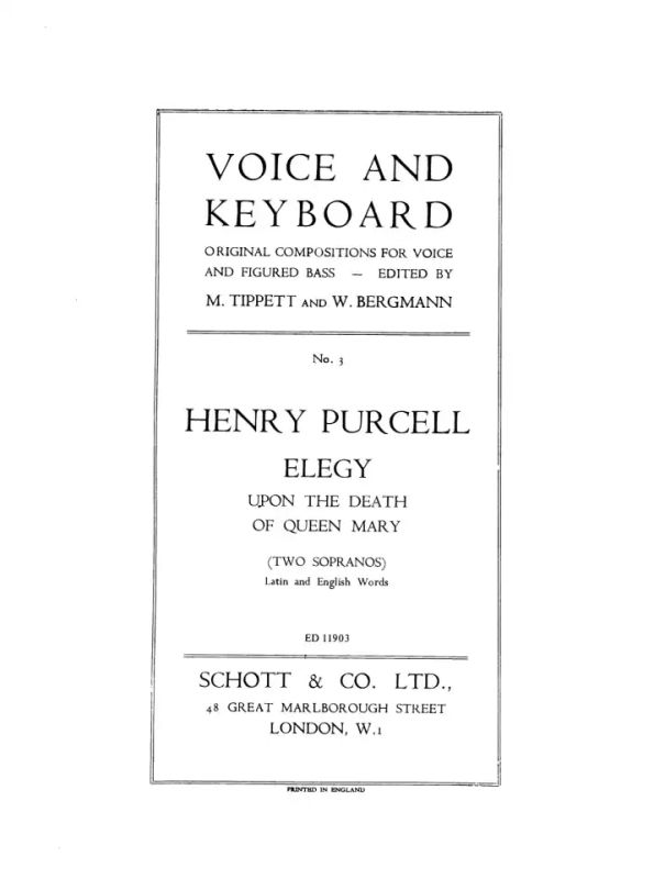 Henry Purcell - Elegy upon the Death of Queen Mary
