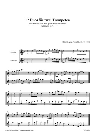 Heinrich Ignaz Franz Biber: 12 Duos für zwei Trompeten