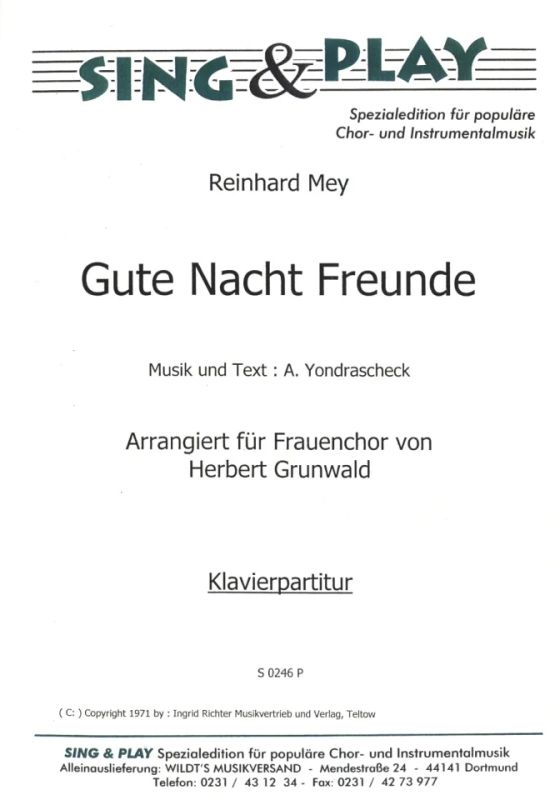 Reinhard Mey - Gute Nacht, Freunde