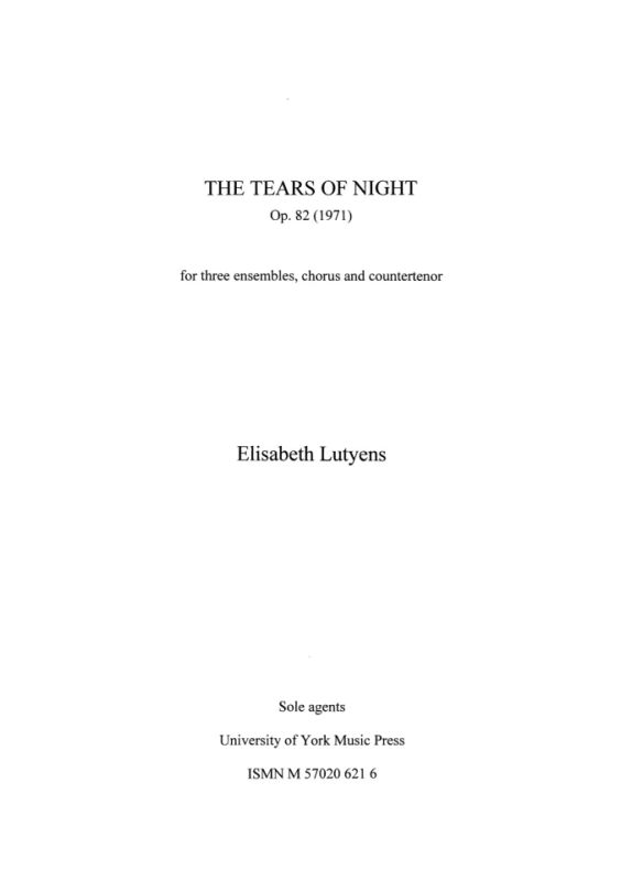 Elisabeth Lutyens - The Tears of Night Op.82