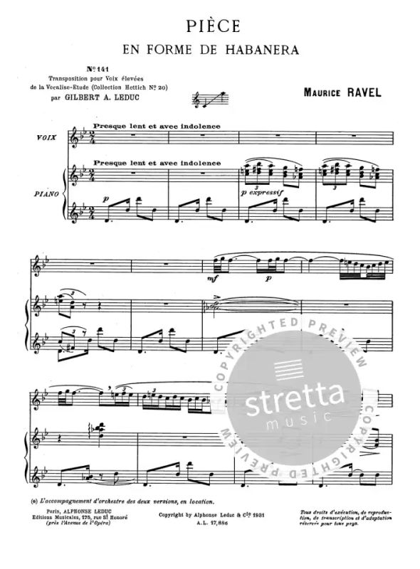 Maurice Ravel: Vocalise Etude Nr. 141 (Piece En (1)