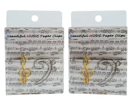 Paper clip g-clef golden & bass silver