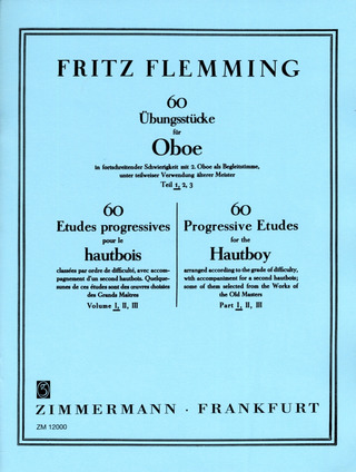 Flemming, Fritz - 60 Übungsstücke für Oboe in fortschreitender Schwierigkeit, mit 2. Oboe als Begleitstimme, Teil 1