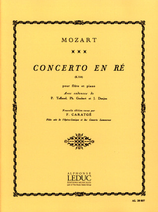 Wolfgang Amadeus Mozart: Concerto in D for Flute and Piano  KV 314