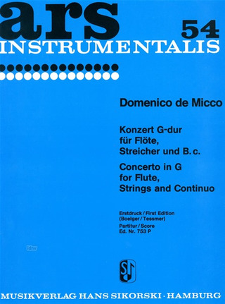 Micco Domenico De - Konzert für Flöte, Streicher und B.c. G-Dur