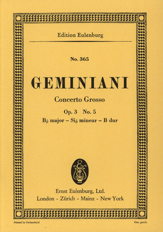 Francesco Geminiani - Concerto grosso  B-Dur op. 3/5