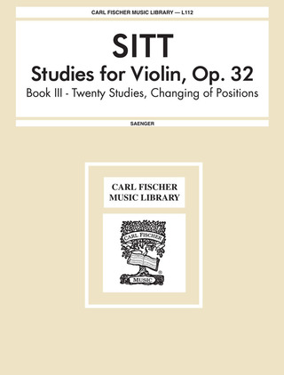 Hans Sitt - 100 Études Op.32 pour violon Vol. 3