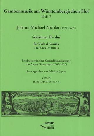 Nicolai Johann Michael: Sonatina  D-dur für Viola di Gamba und Basso continuo