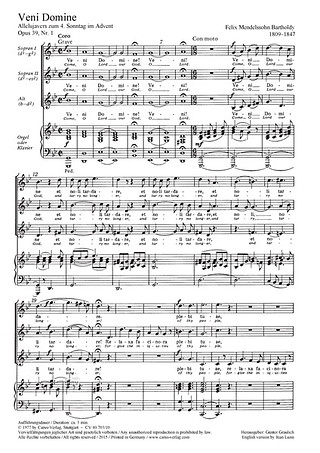 Felix Mendelssohn Bartholdy - Veni Domine g-Moll MWV B 24 (1830)