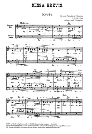 Giovanni Pierluigi da Palestrina: Missa brevis