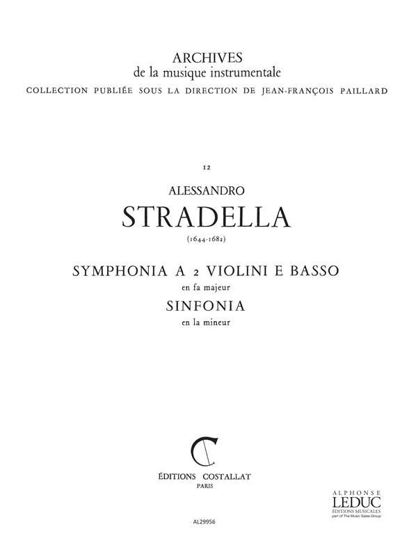 Alessandro Stradella - Symphonia in F major, pour 2 Violons et Basse