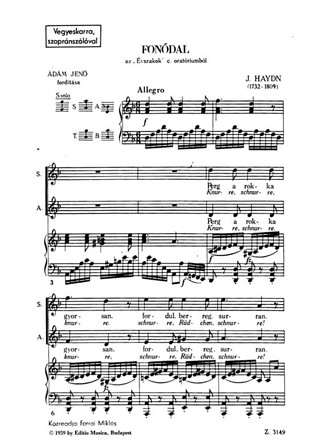 Joseph Haydn - Fonódal az " Évszakok" c. oratóriumból