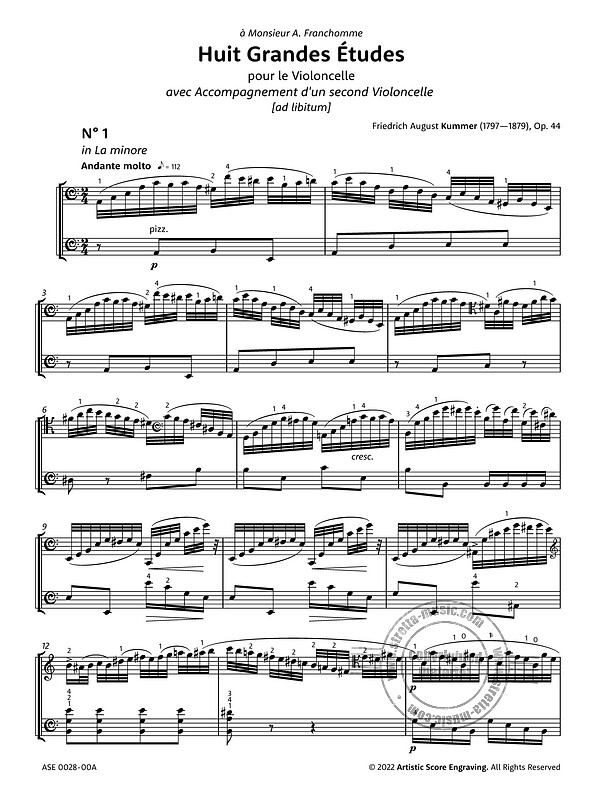 Friedrich August Kummer - Eight Grand Studies for Cello, Op. 44