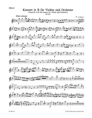 Wolfgang Amadeus Mozart - Konzert für Violine und Orchester Nr. 1 B-Dur KV 207
