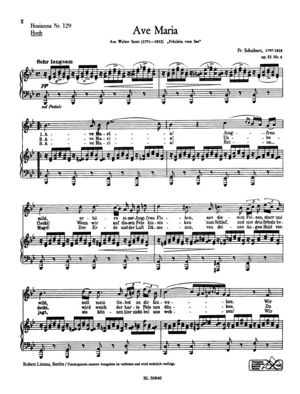 Franz Schubert - Ave Maria B-Dur op. 52/6 D 839