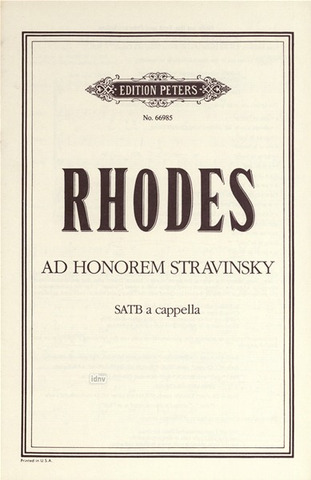 Rhodes Phillip - Ad honorem Stravinsky (1981)