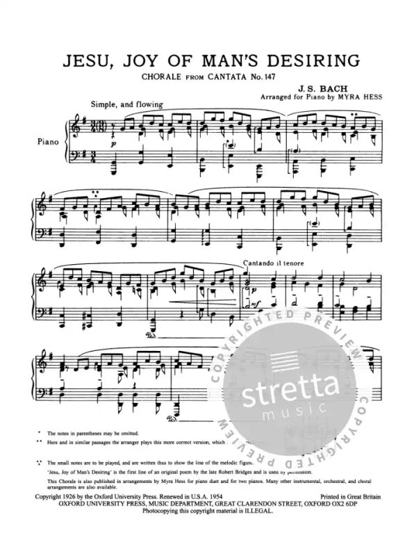Jesus Bleibet Meine Freude From Johann Sebastian Bach Buy Now In Stretta Sheet Music Shop