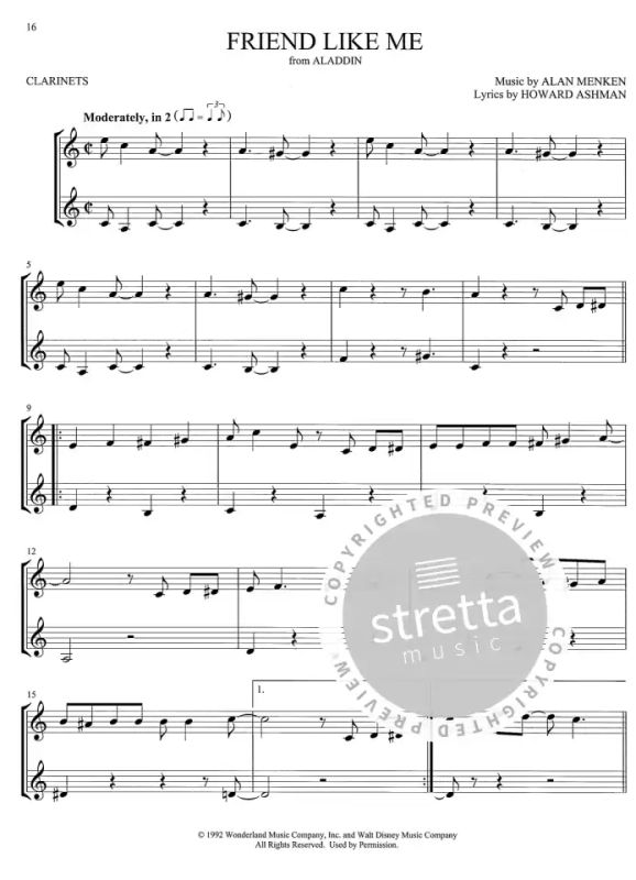 Disney Songs For Two Clarinets | im Stretta Noten Shop kaufen