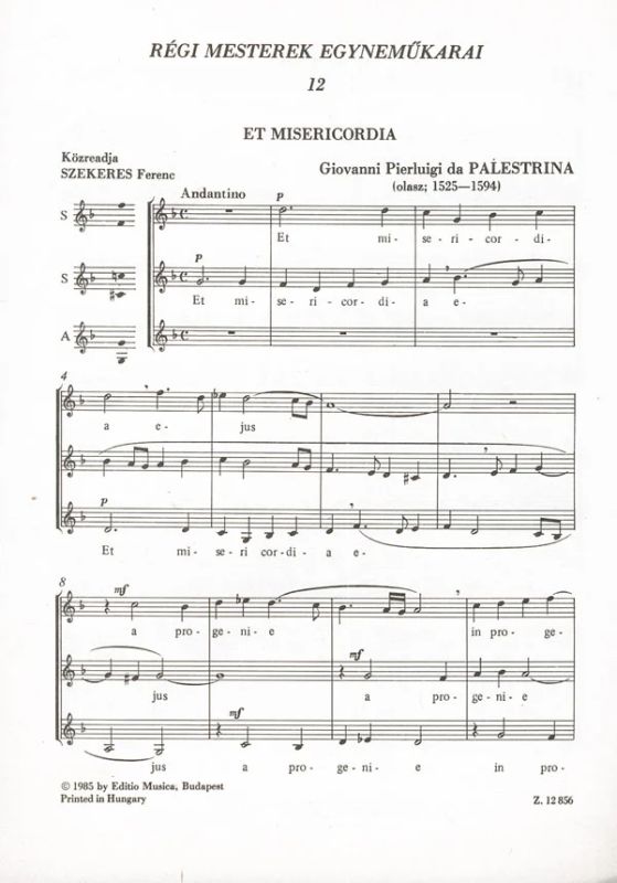 Giovanni Pierluigi da Palestrina - Et misericordia / Recordata