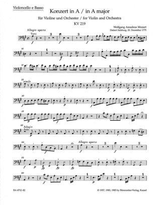 Wolfgang Amadeus Mozart - Concerto No. 5 in A major K. 219