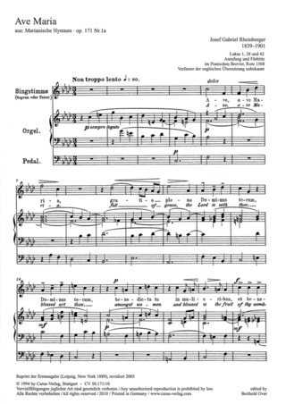 Josef Rheinberger - Ave Maria f-Moll op. 171, 1a (1888)