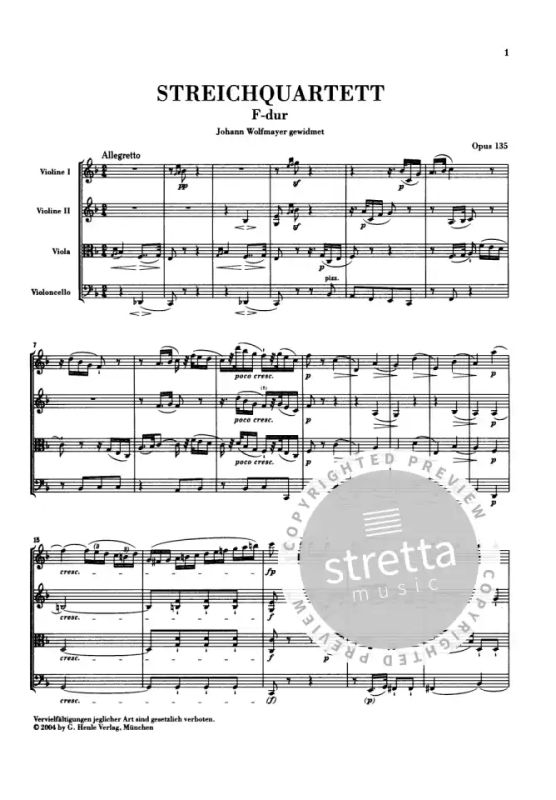 Ludwig Van Beethoven String Quartet F Op.135 String Quartet SHEET MUSIC BOOK 