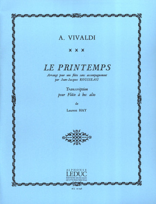 Antonio Vivaldi - Spring in E major arranged for Alto Recorder Solo