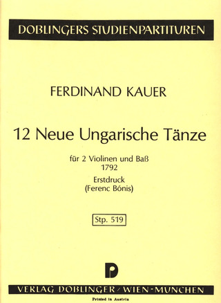 Kauer Ferdinand - 12 neue ungarische Tänze