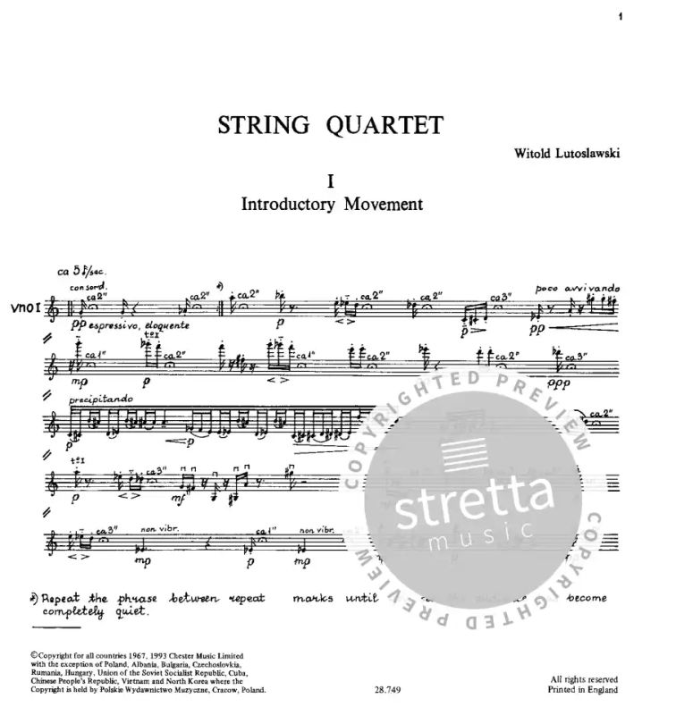 Witold Lutosławski: LUTOSLAWSKI String Quartet StSc (1)