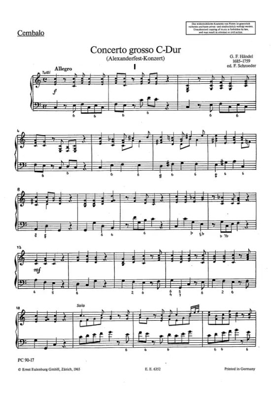 Georg Friedrich Händel - Concerto grosso  C-Dur HWV 318