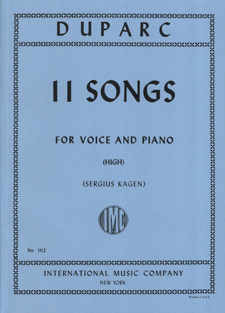 Henri Duparc - 11 Songs for High Voice