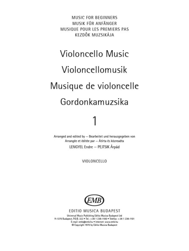 Violoncello Music for Beginners - cello part