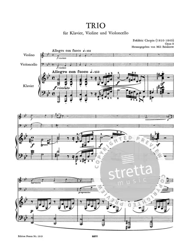 Frédéric Chopin - Trio für Klavier, Violine und Violoncello g-Moll op. 8