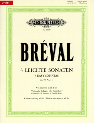 Jean-Baptiste Bréval - 3 leichte Sonaten für Violoncello und Bass op. 40; 1-3