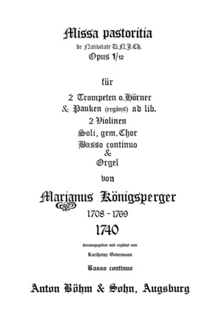 Marianus Königsperger - Missa pastoritia de Nativitate D N J C op 1/12