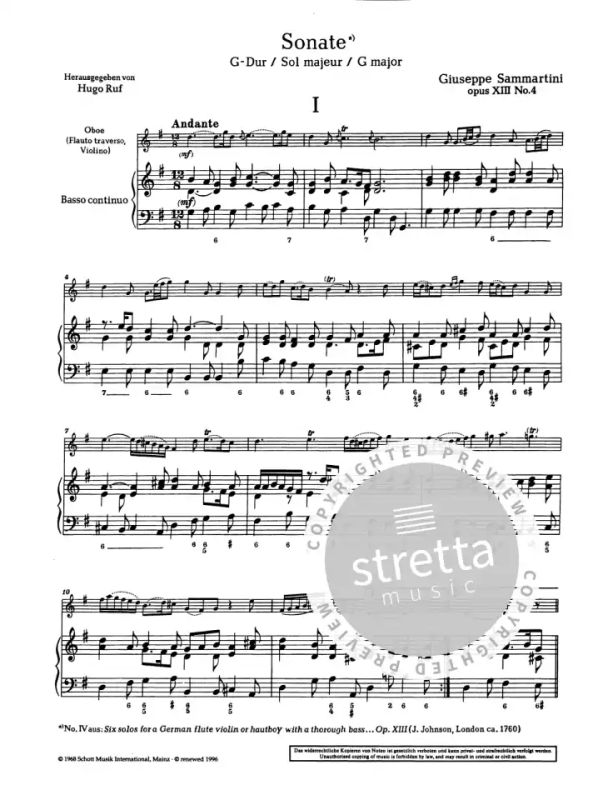 13//4 Hautbois Sonata in G Major Op